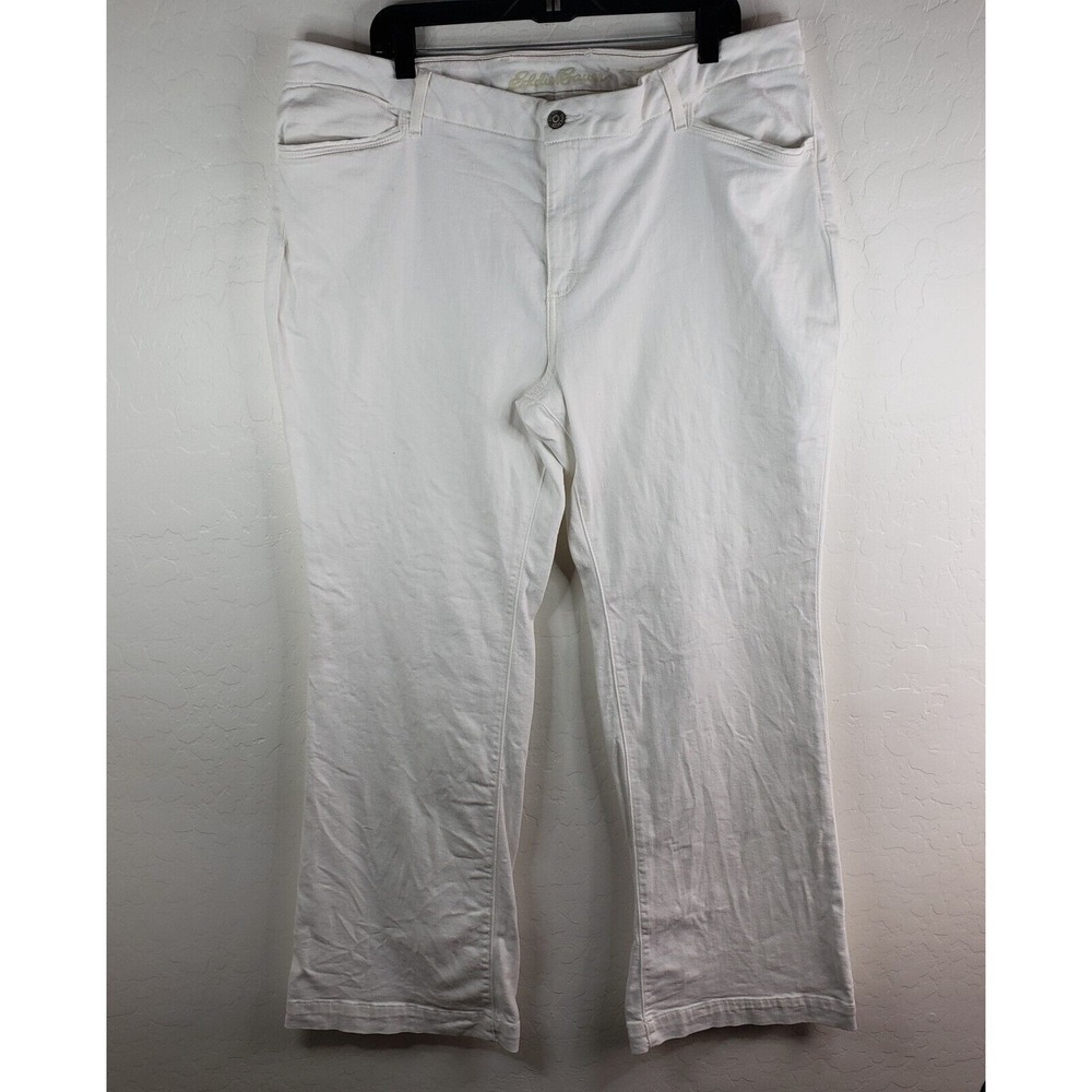 Eddie Bauer Jeans 40x31 Women Size‎ 20 White Denim Curvy Trouser Stretch Pants